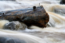Water Flowing Over Rocks And Log