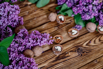 Wall Mural - lilac sweets cake wood