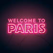Vector Illustration Abstract Welcome To Paris Neon Glow.