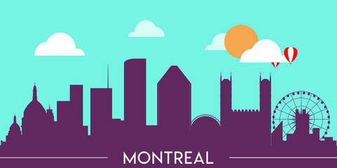Wall Mural - Montreal skyline silhouette flat design vector illustration