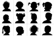 Silhouettes : têtes d'enfants, coiffures