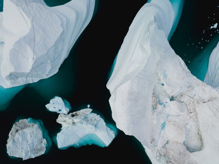 Arctic icebergs from above, captured by drone 