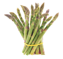 Wall Mural - Green asparagus sprouts in bunch raw uncooked  in shape crown isolated on white