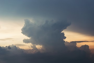 Wall Mural - Big gray cloud on evening sky background