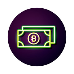 Poster - bitecoin bills crypto currency neon style icon