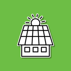 Poster - Low energy house sticker icon. Simple thin line, outline vector of ecology icons for ui and ux, website or mobile application