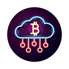 Wall Mural - cloud computing neon style icon