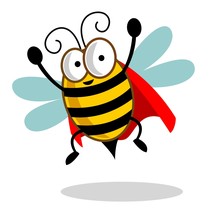 Cute Super Bee Cartoon Vector. Clip Art Bee Stock Vector Illustration