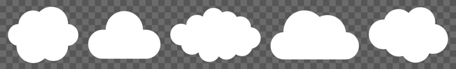 Wall Mural - Cloud Icon White | Clouds Illustration | Weather Climate Symbol | Computing Storage Logo | Cartoon Bubble Sign | Isolated | Variations