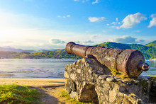 Historical Cannon Used To Combat Pirates At Paraty, Rio Do Janeiro, Brazil.