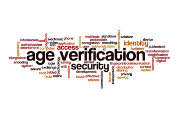 Age verification word cloud concept