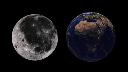 Wall Mural - Planet earth and moon in space animation. Realistic animation.