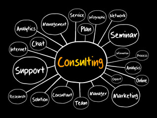 Wall Mural - Consulting mind map, business concept for presentations and reports