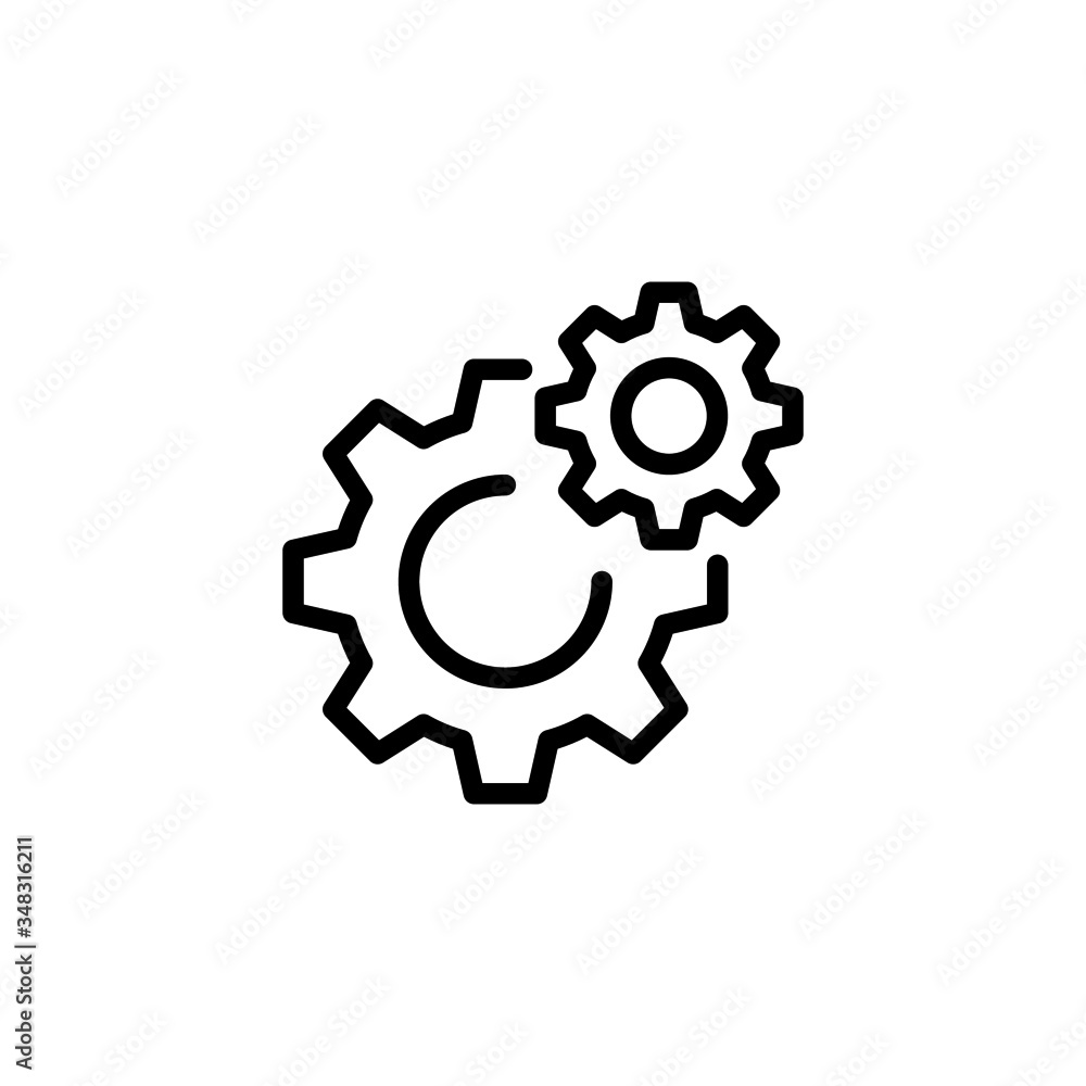 Gear settings icon in line art style on white background, linear style ...