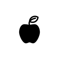 Sticker - Apple icon isolated in black flat design background on white background, Vector illustration, Eps 10