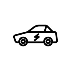 Canvas Print - Electric car line icon in line art style on white background, Eco auto mobile sign for mobile concept and web design, Electric Vehicle vector icon, Symbol, logo illustration, Vector graphics