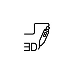 Poster - 3d printing pen vector icon in linear, outline icon isolated on white background