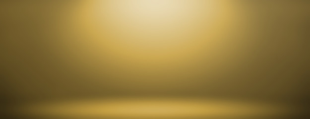Wall Mural - Simple wide Gold gradient abstract background a space for display or montage product or present content advertising mockup wide banner backdrop