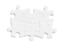 Blank Puzzle Pieces Isolated On White, Top View