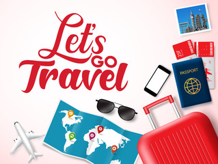 Wall Mural - let's go travel vector banner design. let's go travel text in white space for messages with travelli