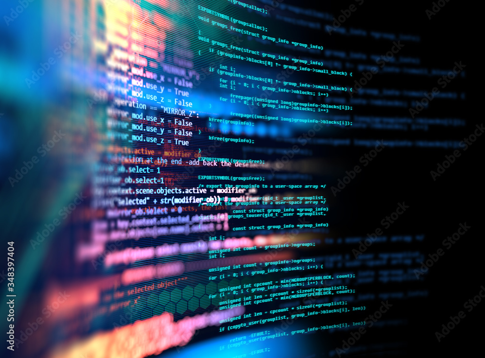 Programming code abstract technology background of software developer and  Computer script - obrazy, fototapety, plakaty 