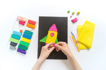 Wall Mural - Rocket craft of plasticine. Plastic molding