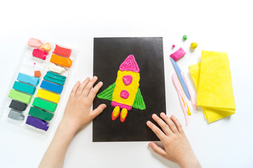Wall Mural - Rocket craft of plasticine. Plastic molding