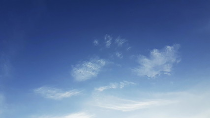 Photograph surface of a sparkling blue sky, with clean white clouds, and different shape sizes, a beautiful sky in the afternoon for summer, according to concept on blue background in air.