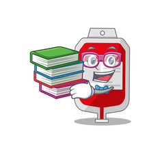 Canvas Print - A diligent student in blood plastic bag mascot design concept read many books