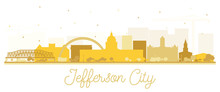 Jefferson City Missouri Skyline Silhouette With Golden Buildings Isolated On White.