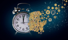 Alzheimer Head Brain Of Gears Amnesia Time Clock Hour - 3d Rendering