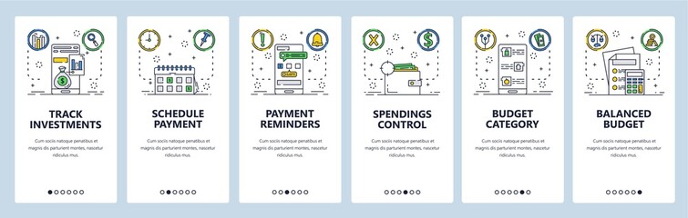 Poster - payment website and mobile app onboarding screens vector template