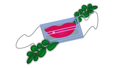 
Lips covered with a medical mask.
Vector illustration