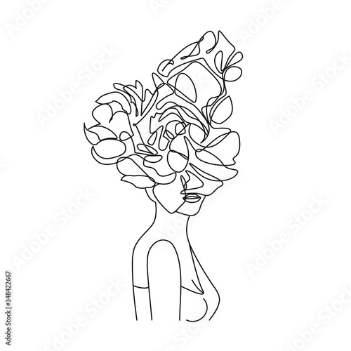Woman With Flowers One Line Drawing Minimalist Woman Line Portrait Black And White Sketch Art Female Poster Design Vector Eps 10 Buy This Stock Vector And Explore Similar Vectors At Adobe,Male Human Face Sketch