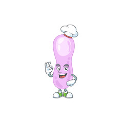 Wall Mural - Clostridium botulinum chef cartoon drawing concept proudly wearing white hat