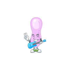 Sticker - Clostridium botulinum cartoon character style plays music with a guitar