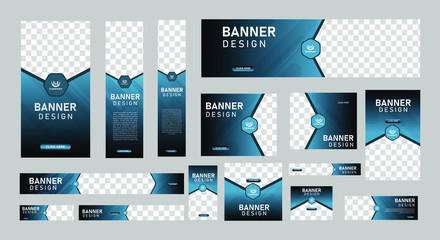 set of abstract web banners of standard size with a place for photos. Business ad banner. Vertical, horizontal and square template. vector illustration EPS 10