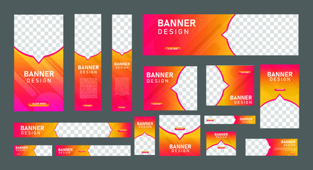 set of abstract web banners of standard size with a place for photos. business ad banner. vertical, 
