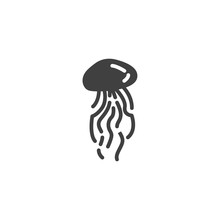 Sea Jellyfish Vector Icon. Filled Flat Sign For Mobile Concept And Web Design. Jellyfish Animal Glyph Icon. Symbol, Logo Illustration. Vector Graphics