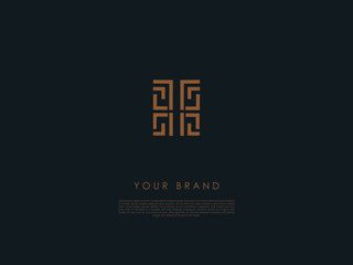 a rectangular business logo which has straight and 'L' shaped lines and letter 'I' in the middle 