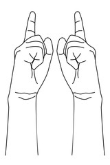 Wall Mural - left and right hands with gesture of finger pointing. vector illustration in outline style.