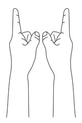 Wall Mural - left and right hands with gesture of finger pointing. vector illustration in outline style.