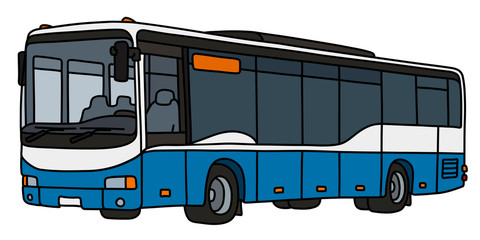 Canvas Print - The vectorized hand drawing of a blue and white bus