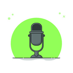 Poster - Microphone Record Audio. Podcast Logo Vector Illustration