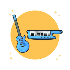 Poster - Bass Guitar and Piano Keyboard. Music Instrument Symbol Vector Illustration
