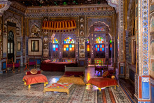 Takhat Vilas (Maharaja Takhat Singh's Chamber) Decorated Room In Mehrangarh Fort. Jodhpur, Rajasthan, India
