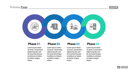 Sticker - Four phases process template. Business data. Graph, chart, design. Creative concept for infographic, report. Can be used for topics like economics, finances, workflow