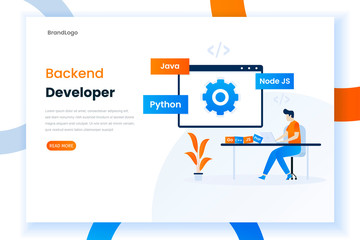 Wall Mural - backend development programming languages. this illustration can be used for websites, banners, mobi