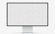 © fenskey - Mockup screen monitor display. Silver computer monitor with blank screen for your design. Realistic vector illustration