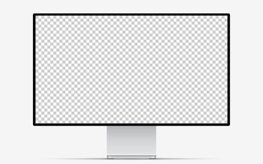 Wall Mural - Mockup screen monitor display. Silver computer monitor with blank screen for your design. Realistic vector illustration